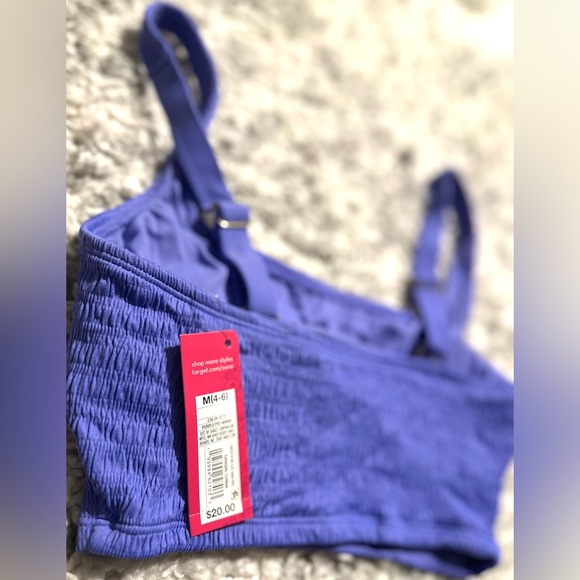 ‼️RARE‼️🎸Xhilaration🎸🔥NWT🔥Textured Square Neck Bralette Bikini Top in Purple—M - Picture 9 of 12
